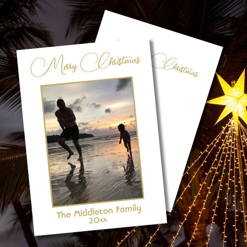 Christmas Family Photo Elegant Gold Merry  Holiday Card