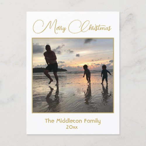 Christmas Family Photo Elegant Gold Postcard
