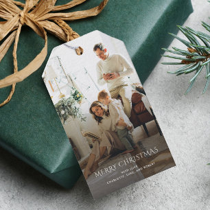 Christmas Family Photo Elegant Modern Gift Tags