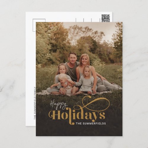 Christmas Family Photo Festive Modern Holiday Postcard