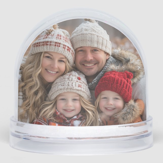 Christmas  Family Photo Fireplace Red Candles     Snow Globe (Front)