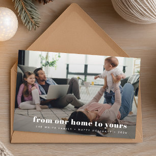 Christmas Family Photo From our home to yours Red Holiday Card