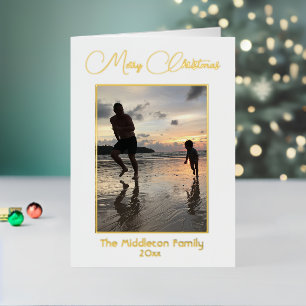 Christmas Family Photo Gold Elegant Merry Foil Holiday Card