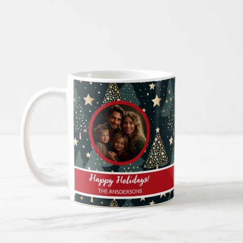 Christmas Family Photo Joyful Green Gold Mug