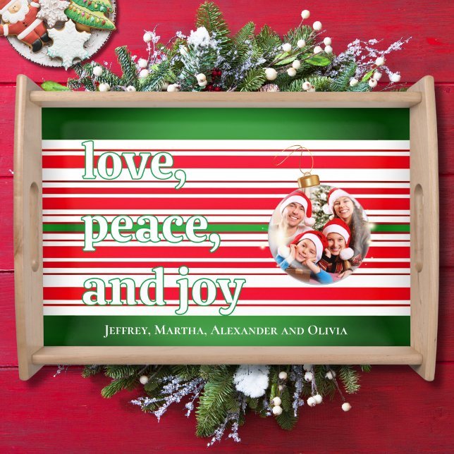 Christmas Family Photo Love Peace Joy Holiday Serving Tray (Creator Uploaded)
