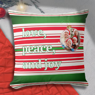 Christmas Family Photo Love Peace Joy Holiday Throw Pillow