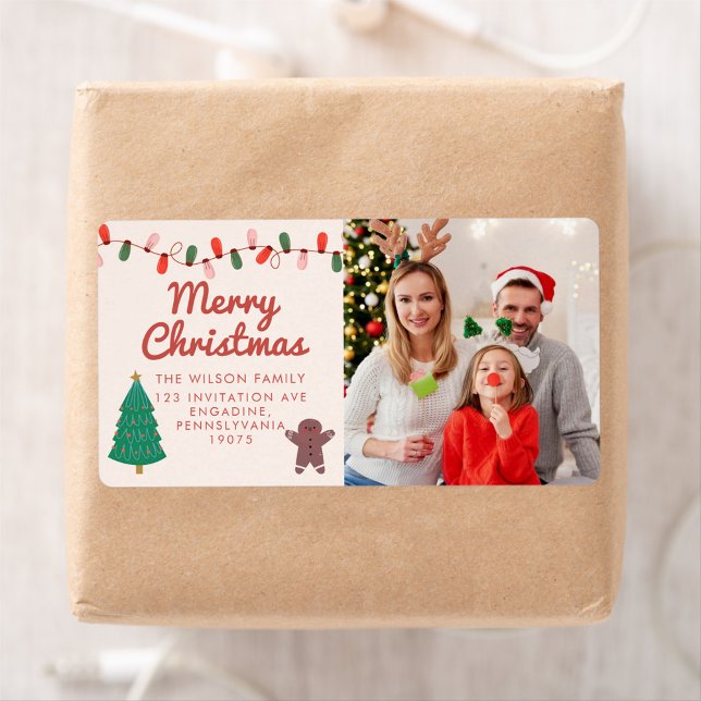 Christmas Family Photo Merry Christmas Adress Label (Creator Uploaded)