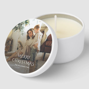 Christmas Family Photo Overlay Mini Candle Favors