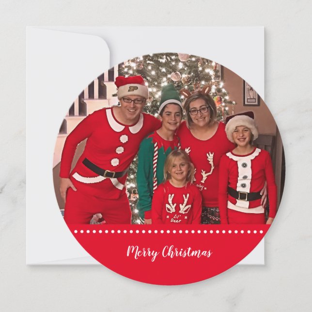 Christmas Family Photo Personalized  Round Holiday Card (Front)