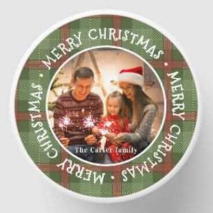 Christmas Family Photo Plaid Holiday Celebration Mini Candle Favors