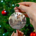 Christmas Family Photo Rustic Ceramic Ornament<br><div class="desc">Cherish your family's precious moments this Christmas holiday season with our custom photo Christmas Ornament. This unique ornament showcases a favorite family photograph. Personalize it with your most treasured snapshot,  from candid moment to posed portrait. Add a personalized message to make your seasonal decor even more special.</div>