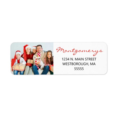 Christmas Family Photo Script Return Address Label