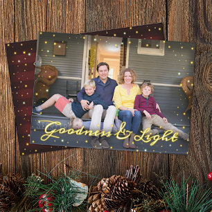 Christmas Family Photo Simple Goodness and Light Holiday Card
