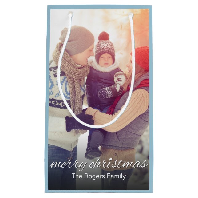 Christmas Family Photo Simple Personalized Small Gift Bag (Front)