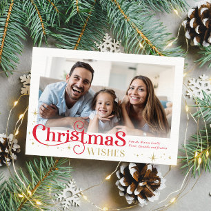 CHRISTMAS FAMILY PHOTO stylish modern typography  Holiday Card