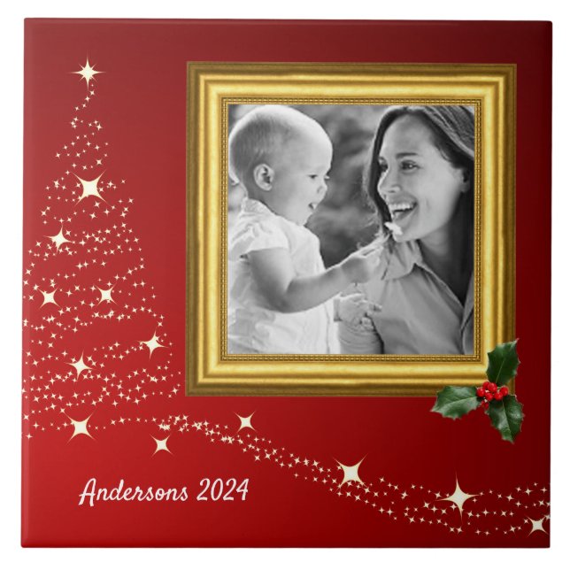 Christmas Family Photo Tile / personalized (Front)