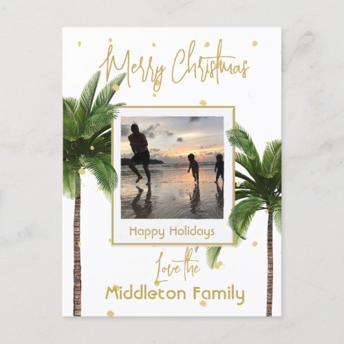 Christmas Family Photo Tropical Holiday Postcard
