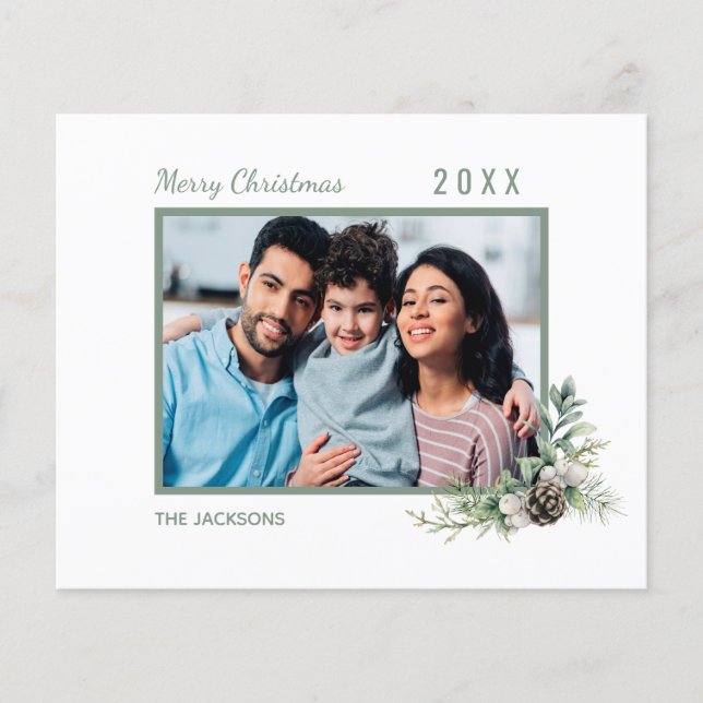 Christmas family photo white cone modern budget flyer (Front)