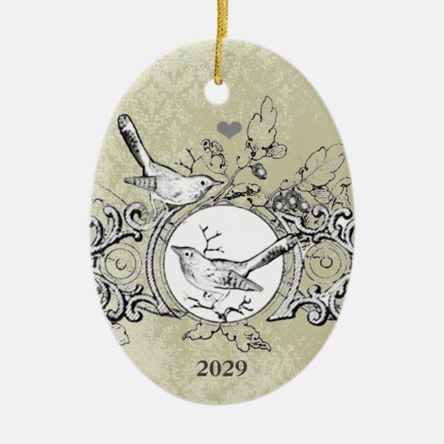 Christmas Family Photo with Date Ceramic Ornament (Front)