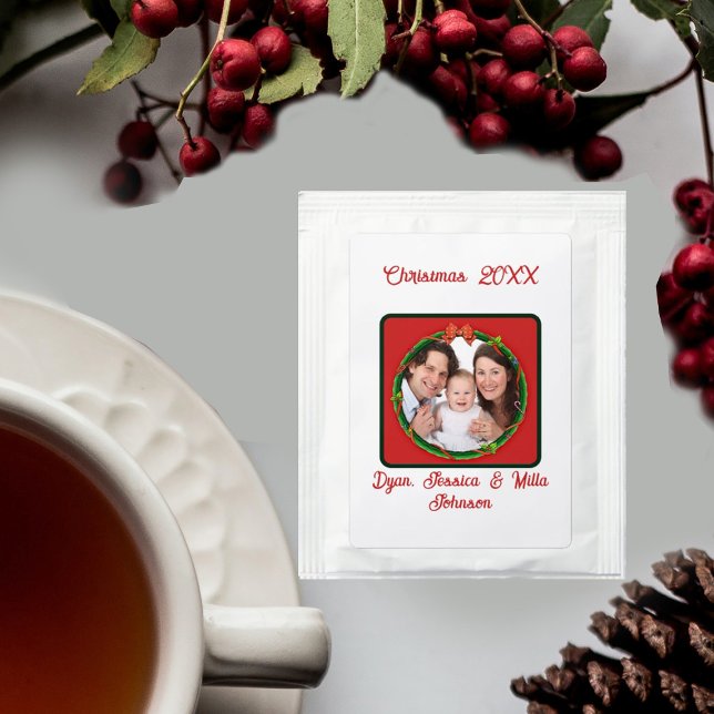 Christmas Family Photo Wreath Custom Names 20XX Tea Bag Drink Mix (Creator Uploaded)