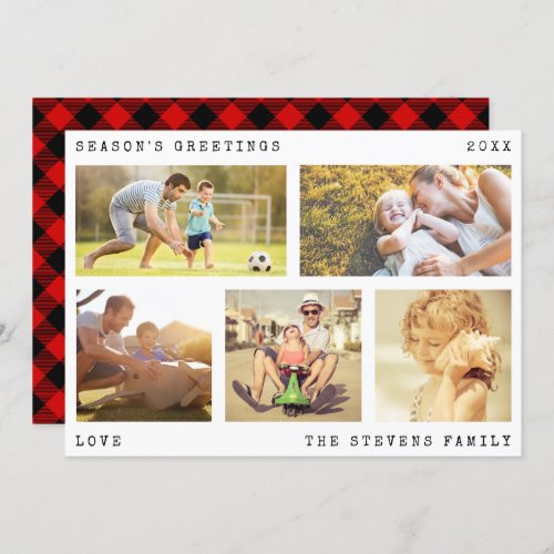 Christmas Family Photos Black and Red Greeting Invitation