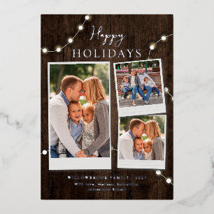 Christmas Family Photos Rustic Foil Holiday Card