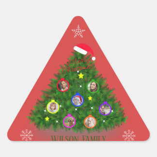 Christmas family photos Tree on Triangle Sticker