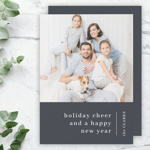 Christmas Family Portrait  Minimal Charcoal Gray Holiday Card