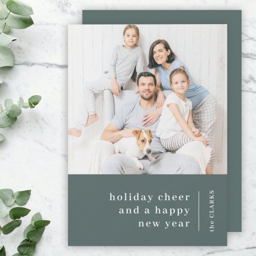 Christmas Family Portrait  Minimal Forest Green Holiday Card