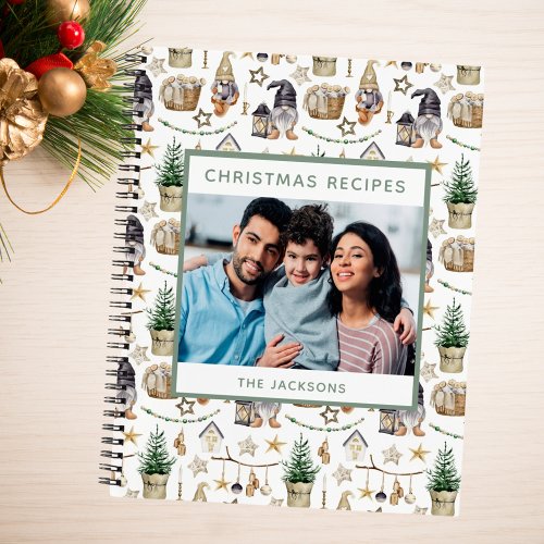 Christmas family recipes photo farmhouse gnomes notebook