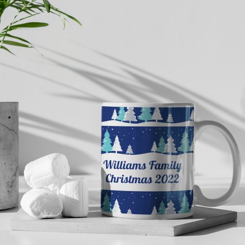 Christmas Family Reunion Beautiful Winter Monogram Coffee Mug