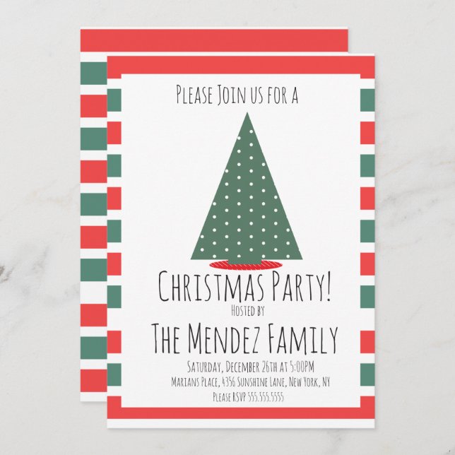 Christmas Family Reunion Christmas Tree Party Invitation (Front/Back)
