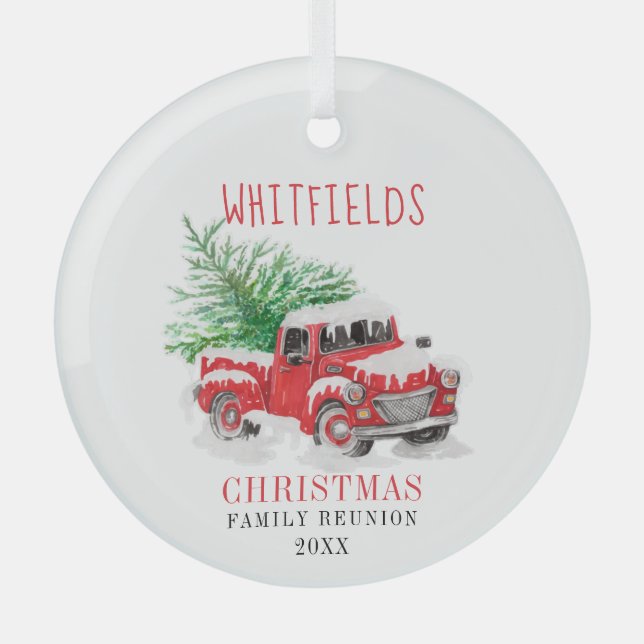 Christmas Family Reunion Custom Holiday Glass Ornament (Front)