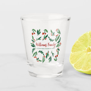 Christmas Family Reunion Custom Red Green Holly Shot Glass