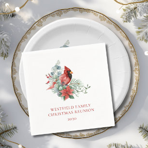 Christmas Family Reunion Red Cardinal Paper Napkins