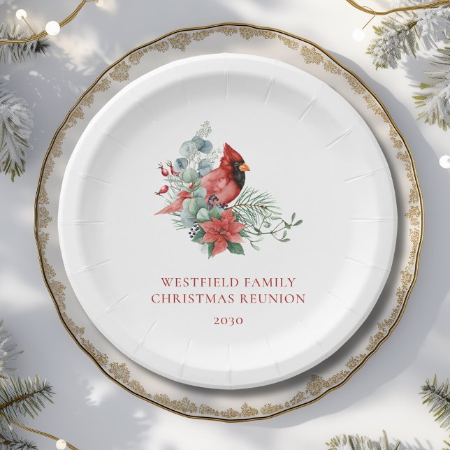 Christmas Family Reunion Red Cardinal Party Paper Plates (Christmas Family Reunion Red Cardinal Party Paper Plate)