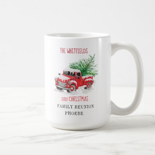 Christmas Family Reunion Red Truck Custom Coffee Mug