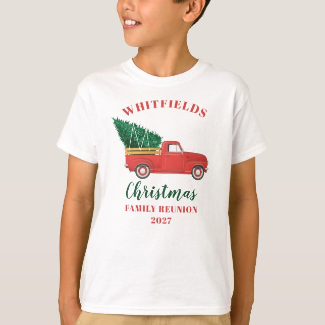 Christmas Family Reunion Red Truck Custom Matching T-Shirt (Front)