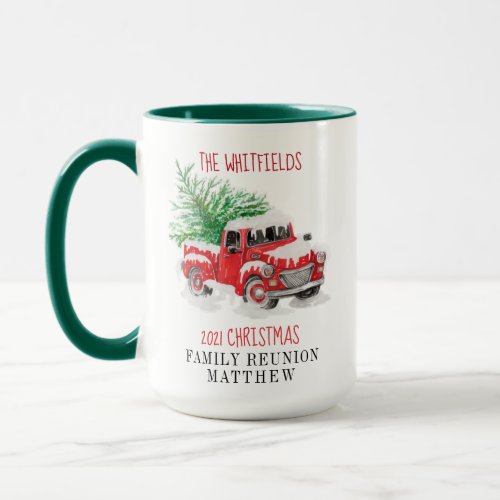 Christmas Family Reunion Red Truck Personalized Mug