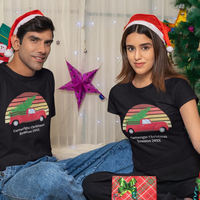 Christmas Family Reunion Red Truck Sunset Custom T-Shirt (Creator Uploaded)