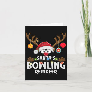 Christmas Family Santa's Bowling Reindeer Pajama Card