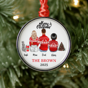 Christmas Family Sticker   Festive Holiday Label  Metal Ornament