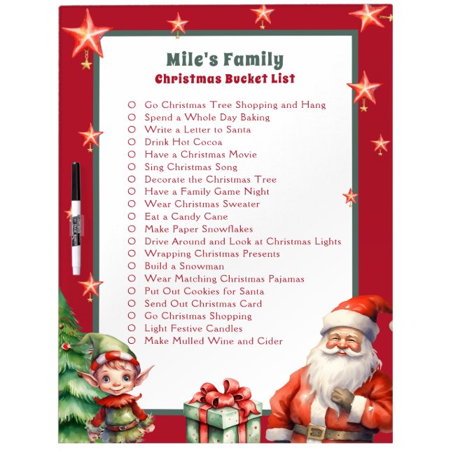 Christmas Family To Do List Planner  Dry Erase Board (Front)