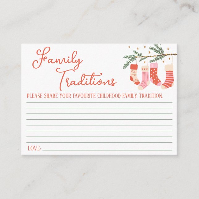 Christmas, Family Traditions Game, Baby Shower Enclosure Card (Front)