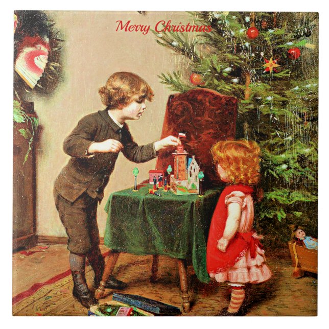 Christmas, famous painting by Felix Ehrlich Ceramic Tile (Front)