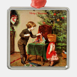 Christmas, famous painting by Felix Ehrlich Metal Ornament
