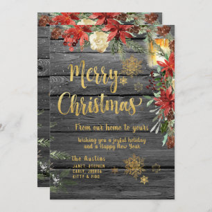 Christmas Fancy Gold Rustic Barn Board Card