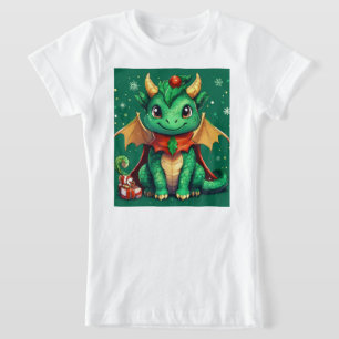 Christmas Fantasy Cute Dragon T-Shirt Design