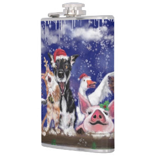 Christmas Farm Animals Flask