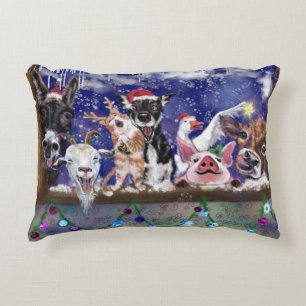Christmas Farm Animals Pillow
